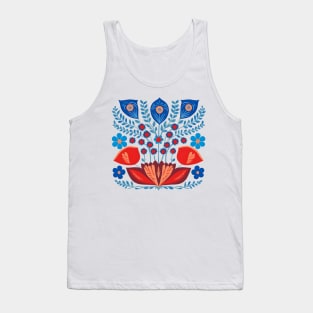 Blue and red floral scandinavian folk art Tank Top